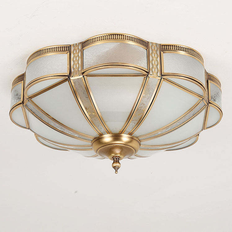 European Floral Copper Glass 3/4/6-Light Flush Mount