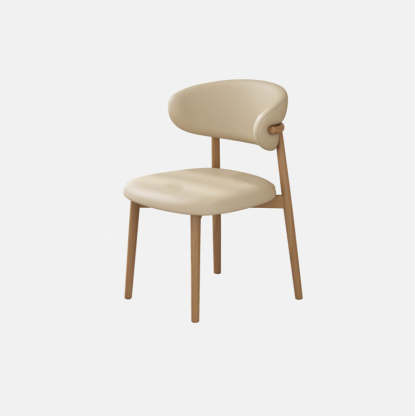 Minimalist Curved Iron Leather Armless Chair