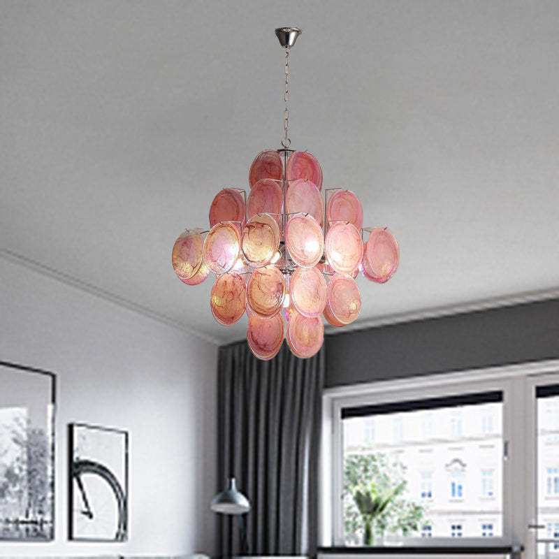 French Flower Iron Glass Chandelier