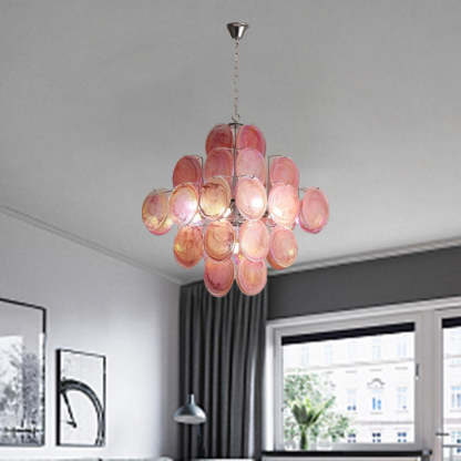 French Flower Iron Glass Chandelier