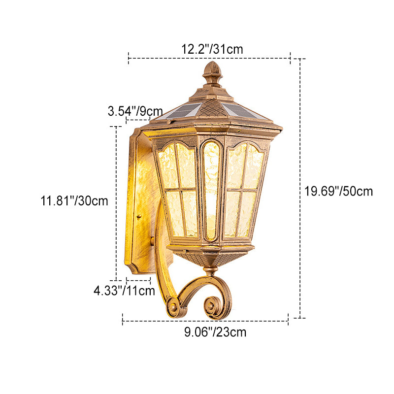 European Solar Lantern Aluminum Glass Outdoor Wall Sconce
