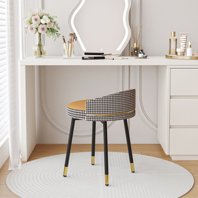 Minimalist Round Leather Iron Vanity Stool