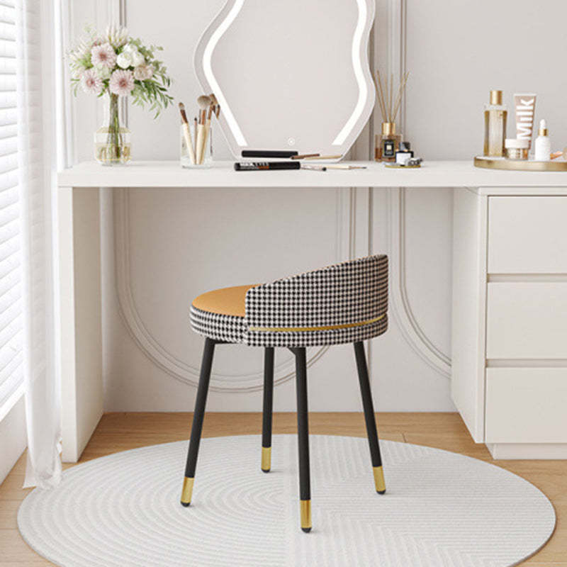 Minimalist Round Leather Iron Vanity Stool