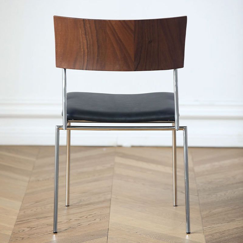 Nordic Curved Wood Leather Dining Chair