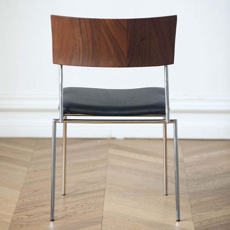 Nordic Curved Wood Leather Dining Chair