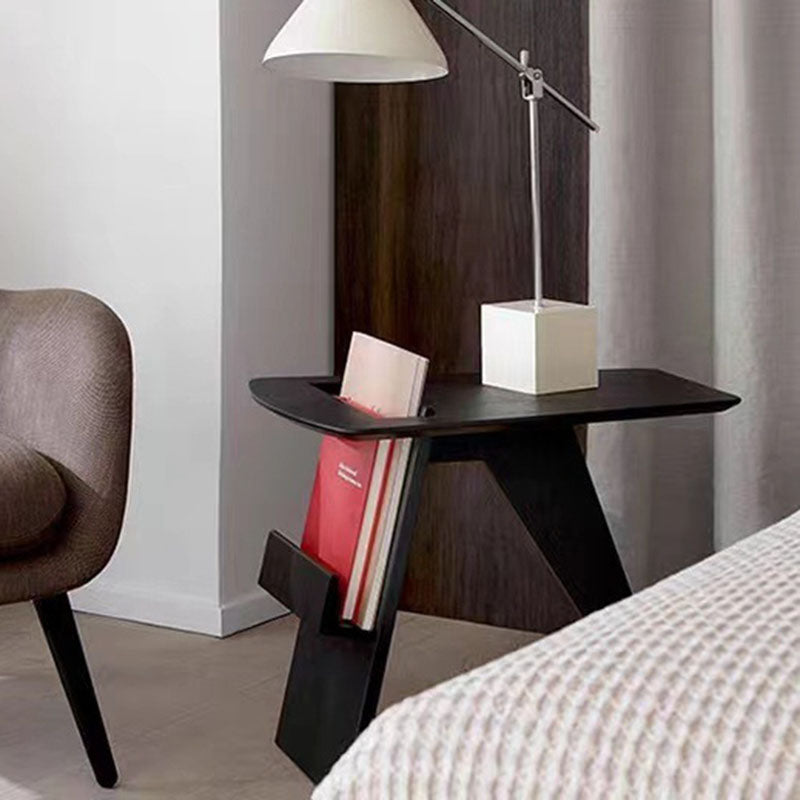 Minimalist Triangle Wood 1-Shelf Side Table — Original Wood Color