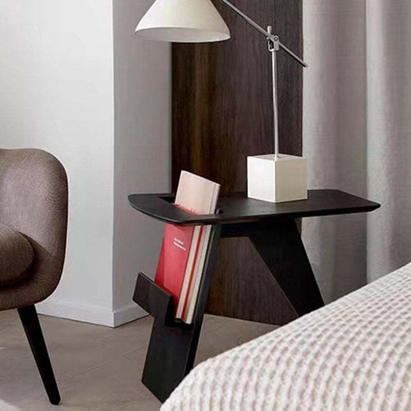 Minimalist Triangle Wood 1-Shelf Side Table — Original Wood Color