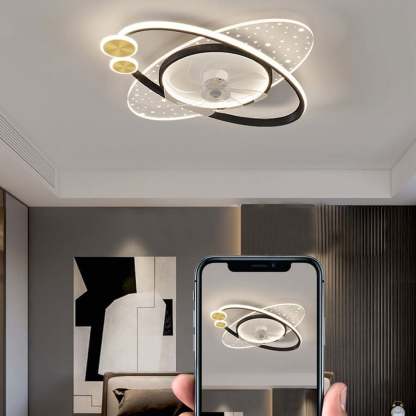 Modern Planet Star Effect LED Flush Mount Fan Light