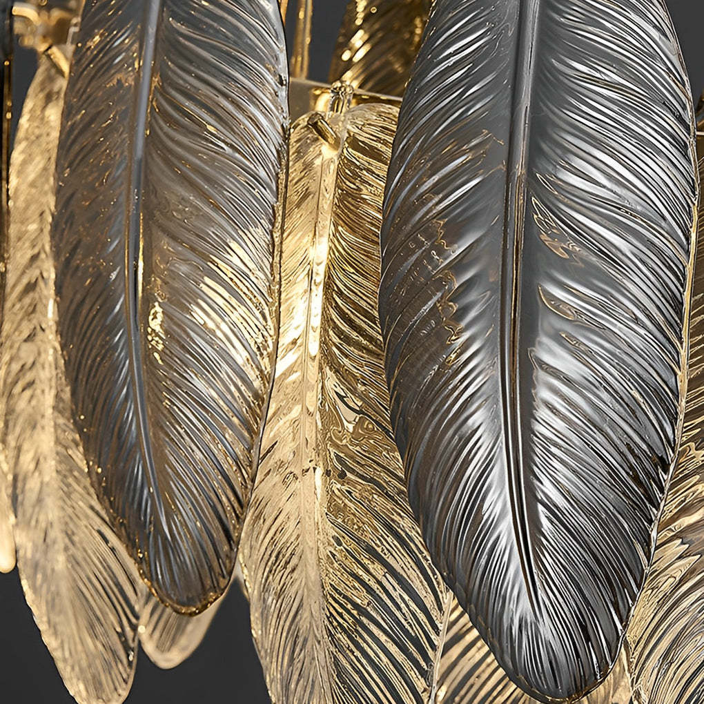 Romantic Creative Feathers Glass Three Step Dimming Modern Chandelier-Lighom