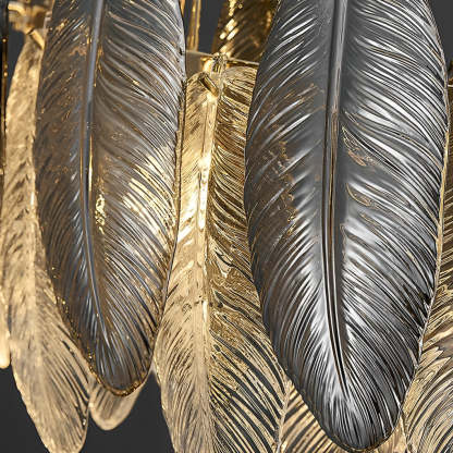 Romantic Creative Feathers Glass Three Step Dimming Modern Chandelier-Lighom
