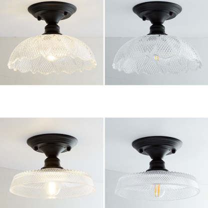 Nordic Vintage Glass Floral Geometry Semi-Flush Light