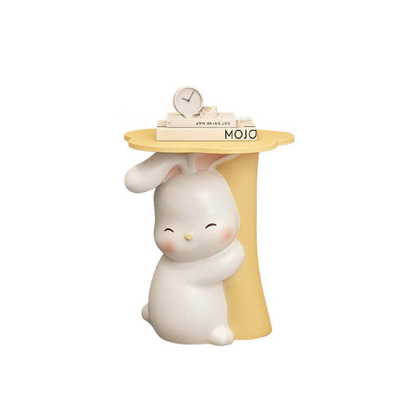 Contemporary Kids Rabbit Resin Wood End Table