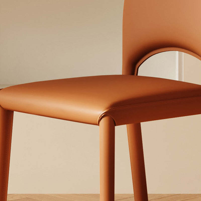 Nordic Oval Leather Steel Dining Chair — Green