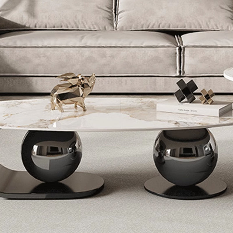 Nordic Elliptical Rock Plate Steel Coffee Table