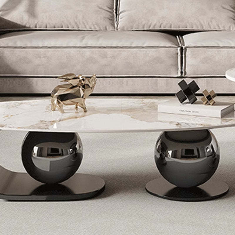 Nordic Elliptical Rock Plate Steel Coffee Table
