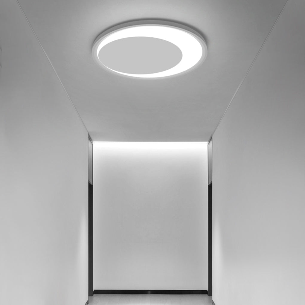 Modern round white synthetic flush mount lighting, Lighom — 12" Diameter / Warm White (3000K)