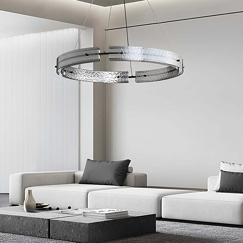 Circular Copper Glass Dimmable LED Nordic Chandelier