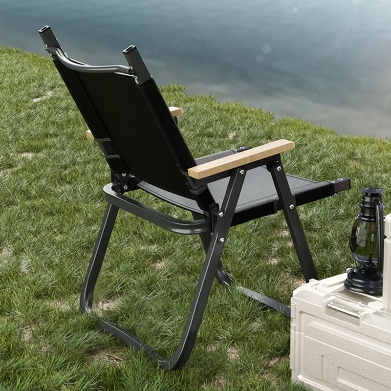 Scandinavian Alloy Wood Oxford Foldable Patio Dining Chair