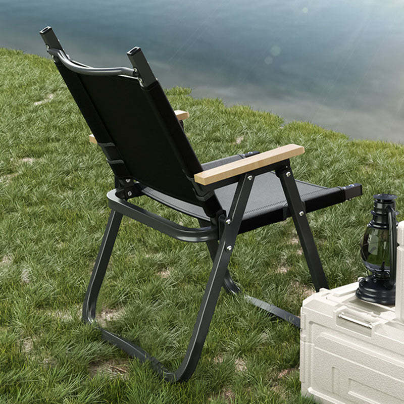 Scandinavian Alloy Wood Oxford Foldable Patio Dining Chair