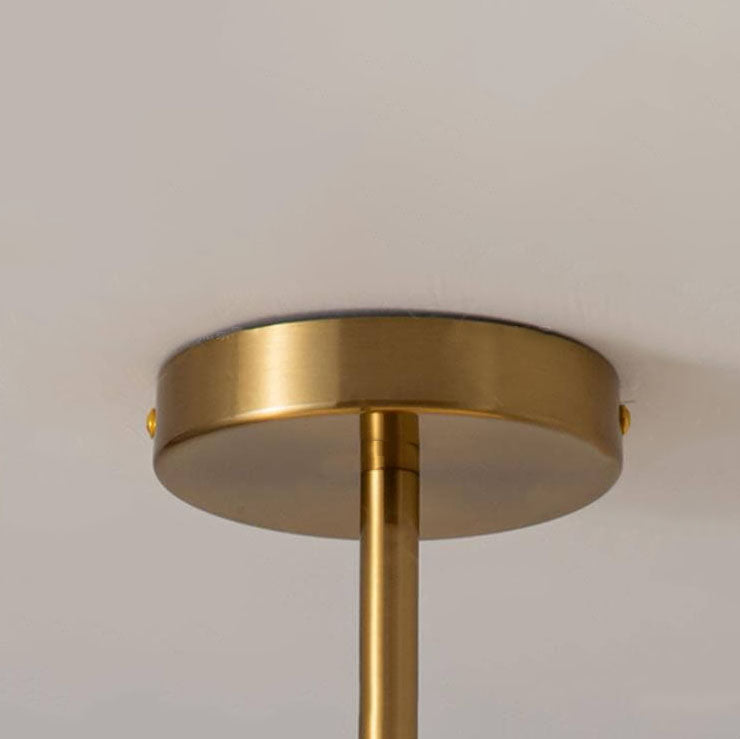 Brass glass round retro flush mount lighting — Orange / 220V-240V (UK/AU)