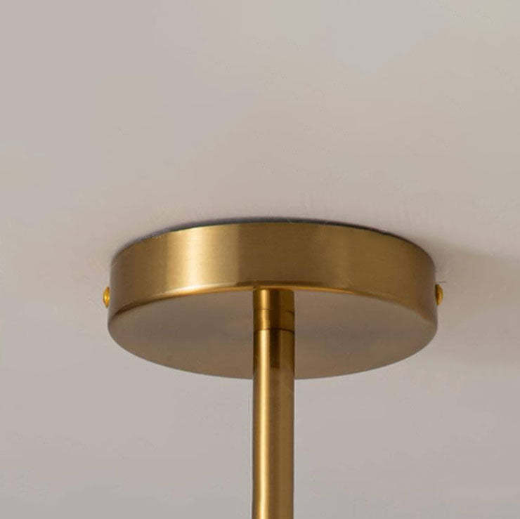 Retro Round Glass Copper Pendant Flush Light