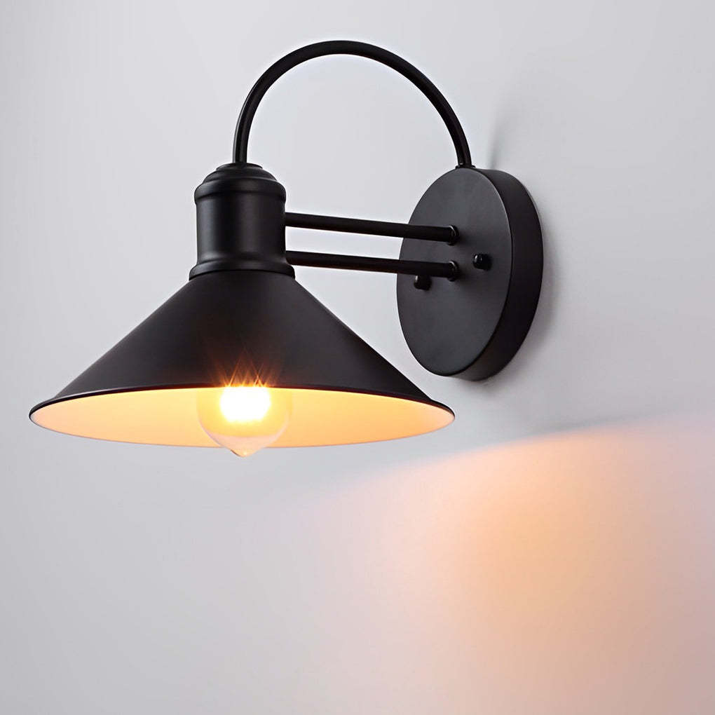 Retro Conical Iron Waterproof Industrial Style Outdoor Wall Lamp Exterior Lights-Lighom