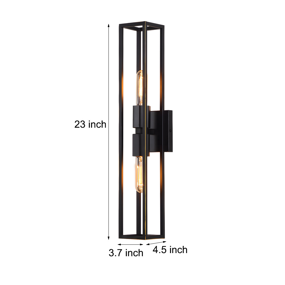 Simple Metal Frame Glass Shade American Style Wall Sconce Lighting-Lighom