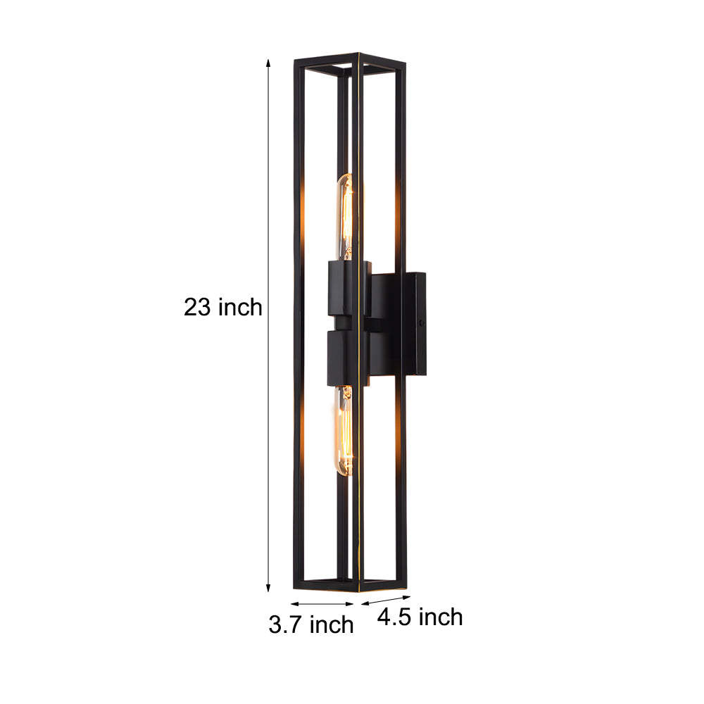 Simple Metal Frame Glass Shade American Style Wall Sconce Lighting-Lighom