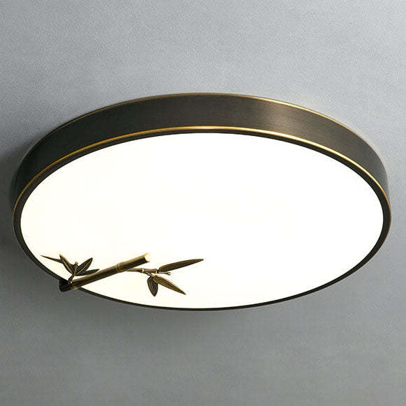 Modern Round Bamboo Pattern LED Flush Mount Light