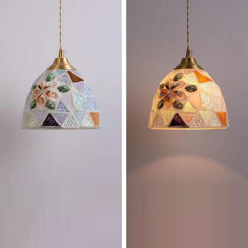 Tiffany Shell Stained Glass Semicircle Pendant Light