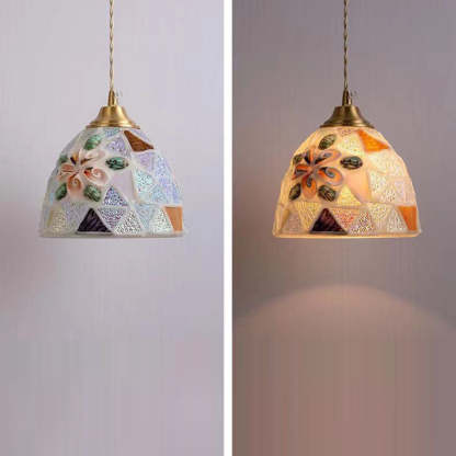 Tiffany Shell Stained Glass Semicircle Pendant Light