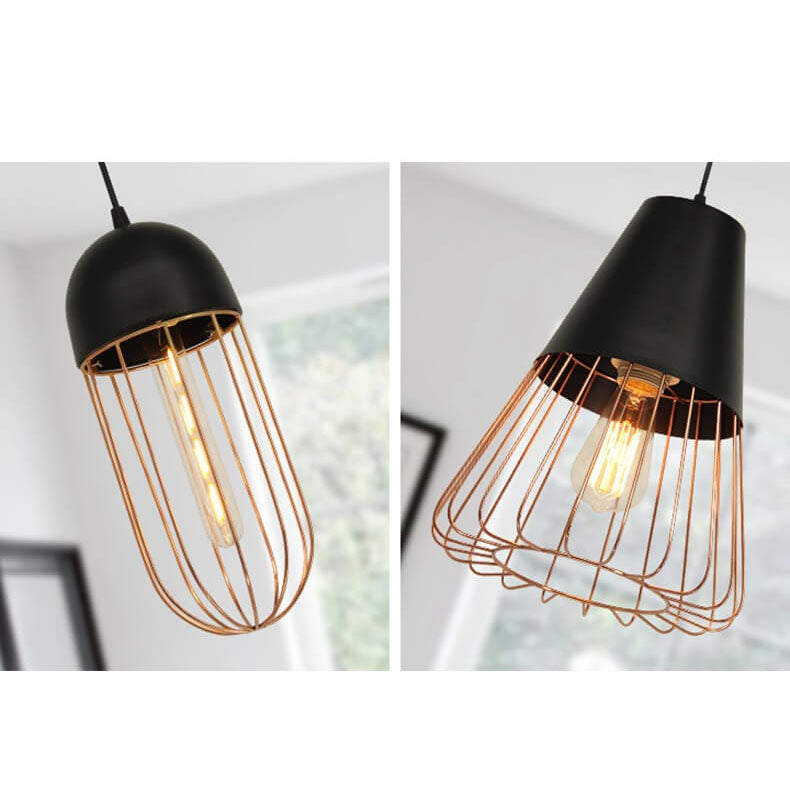 Nordic Iron Geometric Cage Pendant Light