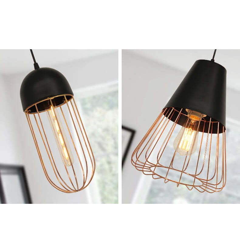 Nordic Iron Geometric Cage Pendant Light