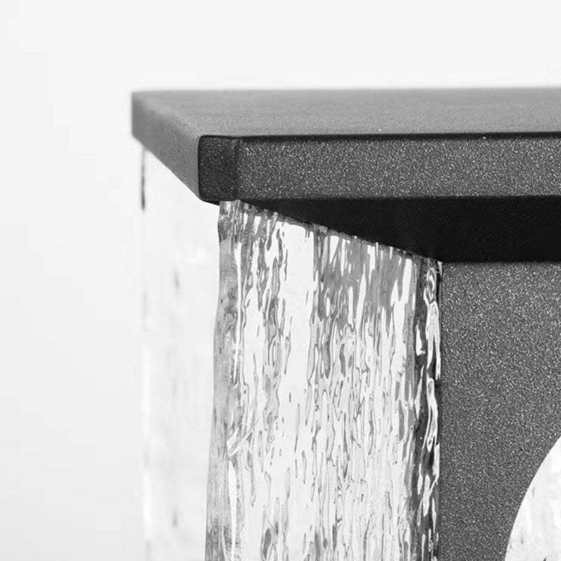 Modern Minimalist Solar Waterproof Rectangle Stainless Steel Glass LED Post Head Light For Outdoor Patio