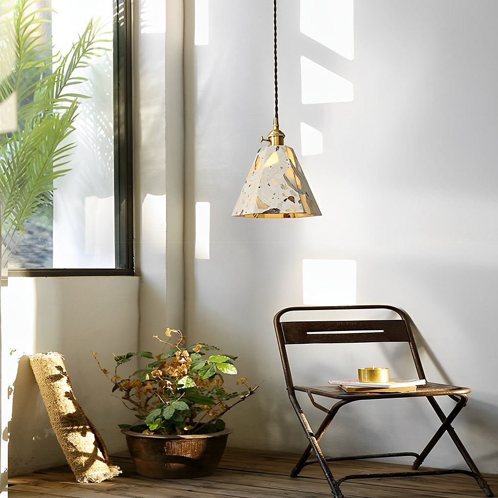 Lighom modern terrazzo retro oak pendant lighting in concrete — Irregular