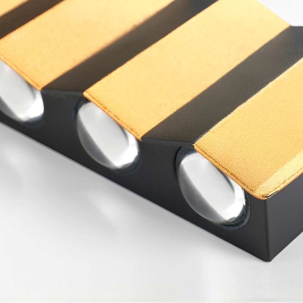 Black & Gold Aluminum LED Outdoor Up Down Wall Light-Lighom