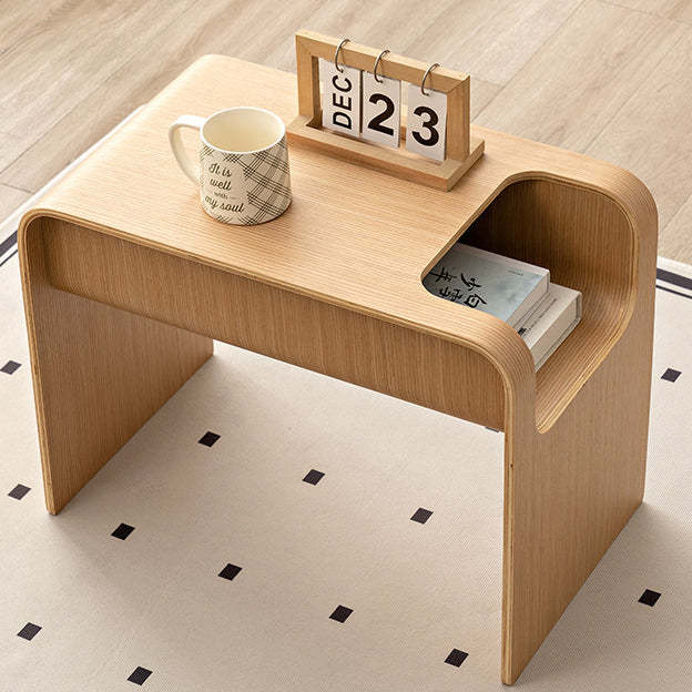 Minimalist Solid Wood C-Shaped Side Table