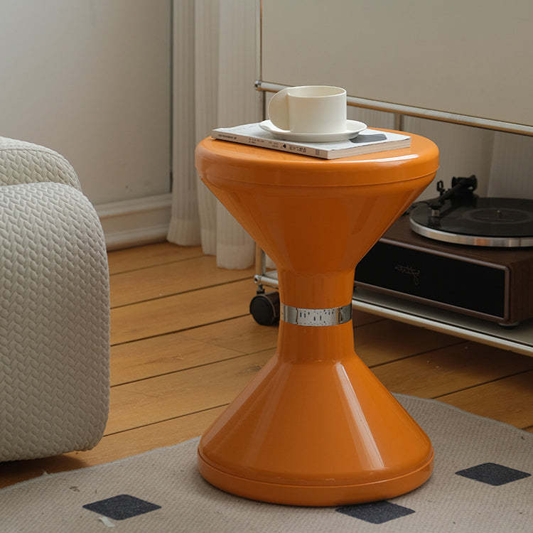 Scandinavian Hourglass Portable End Table — White
