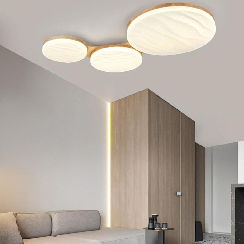 Nordic Wood Frame Acrylic Round LED Flush Mount Light