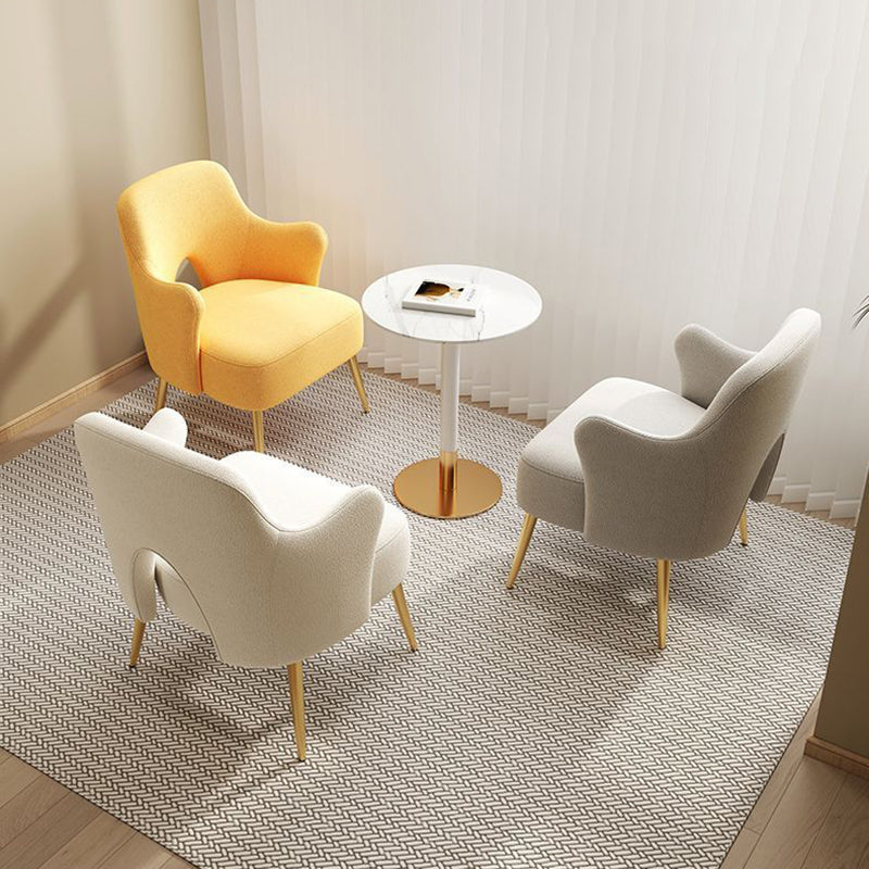 Minimalist Curved Wood Metal Accent Chair