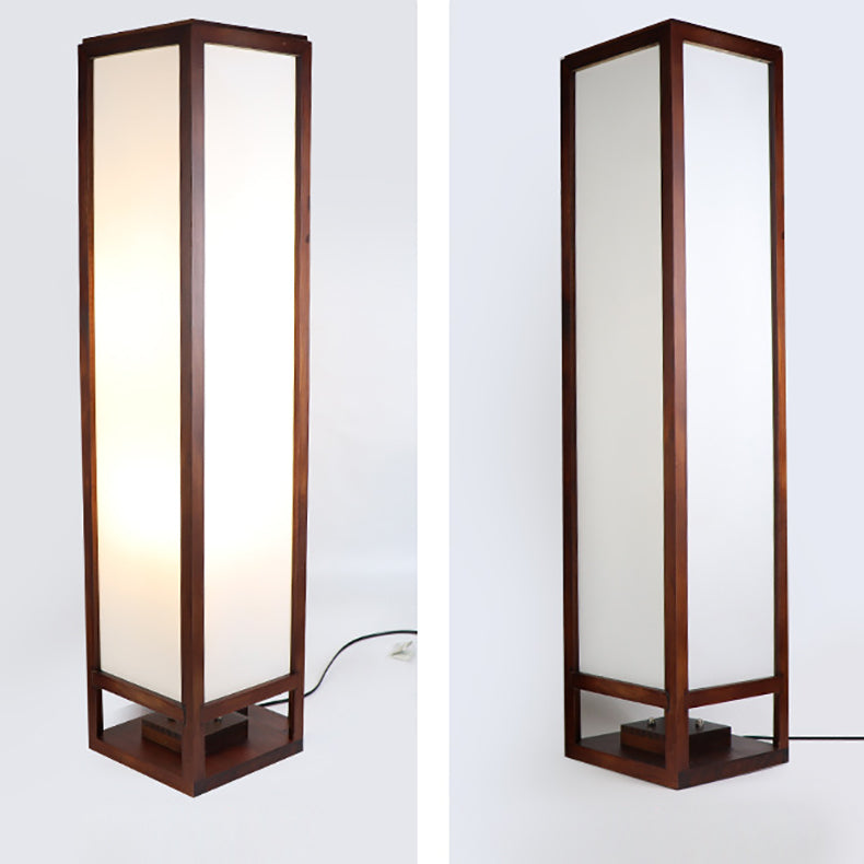 Chinese Rectangular Parchment Wood Floor Lamp
