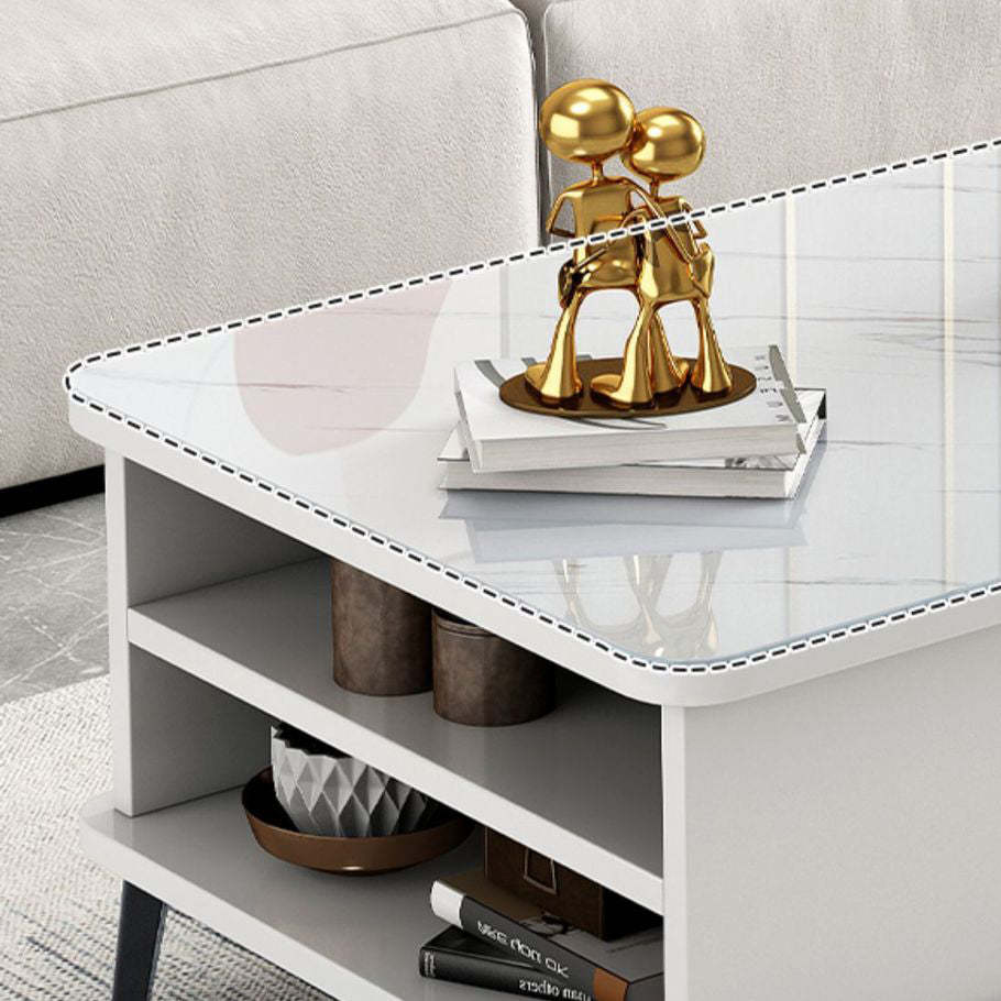 Nordic Rectangular Engineered Wood Iron Coffee Table