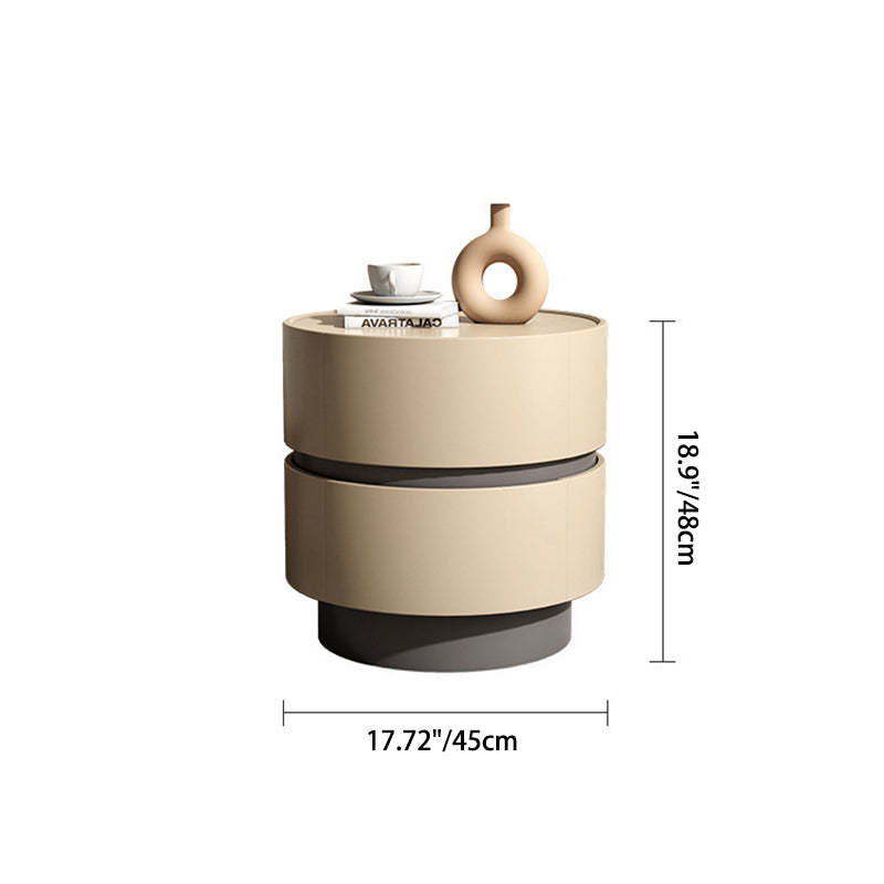 Minimalist Cylinder Wood 2-Drawer Nightstand