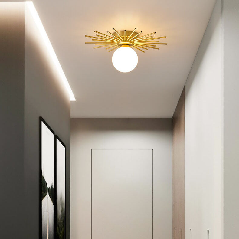 Glass Ball Semi-Flush Ceiling Light