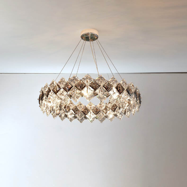 Crystal Diamond Circle Plated Chandelier