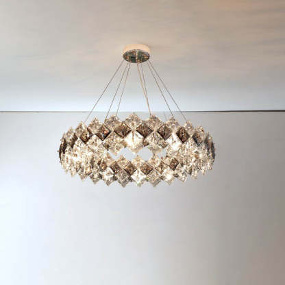 Crystal Diamond Circle Plated Chandelier