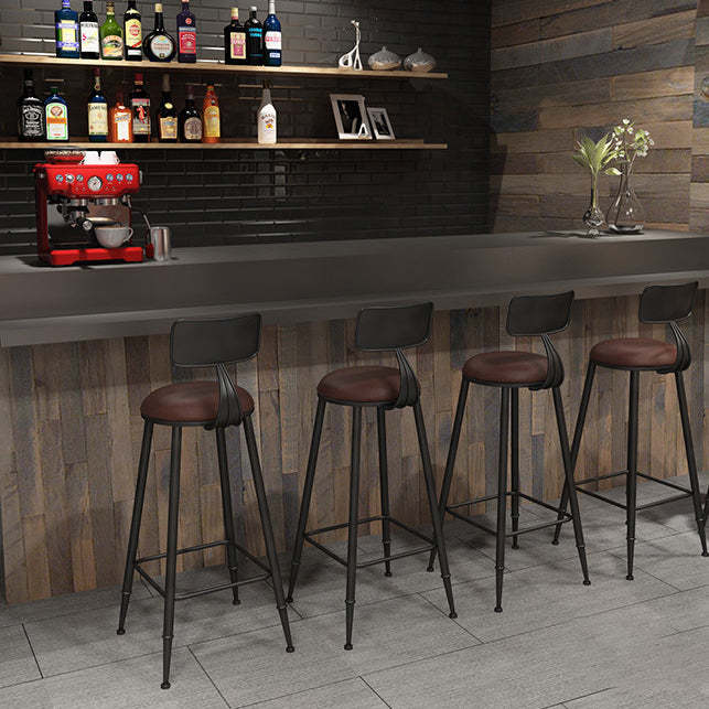 Industrial Faux Leather Bar Stool