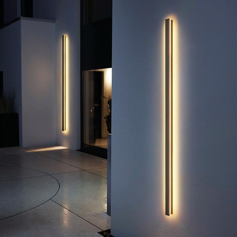 Waterproof Long Strip LED Wall Lamp Outdoor Wall Lights Black Porch Lights-Lighom