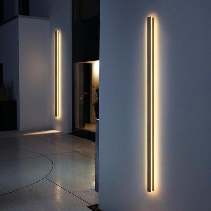 Waterproof Long Strip LED Wall Lamp Outdoor Wall Lights Black Porch Lights-Lighom