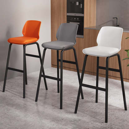 Nordic Square Leather Iron Plastic Bar Stool — Orange